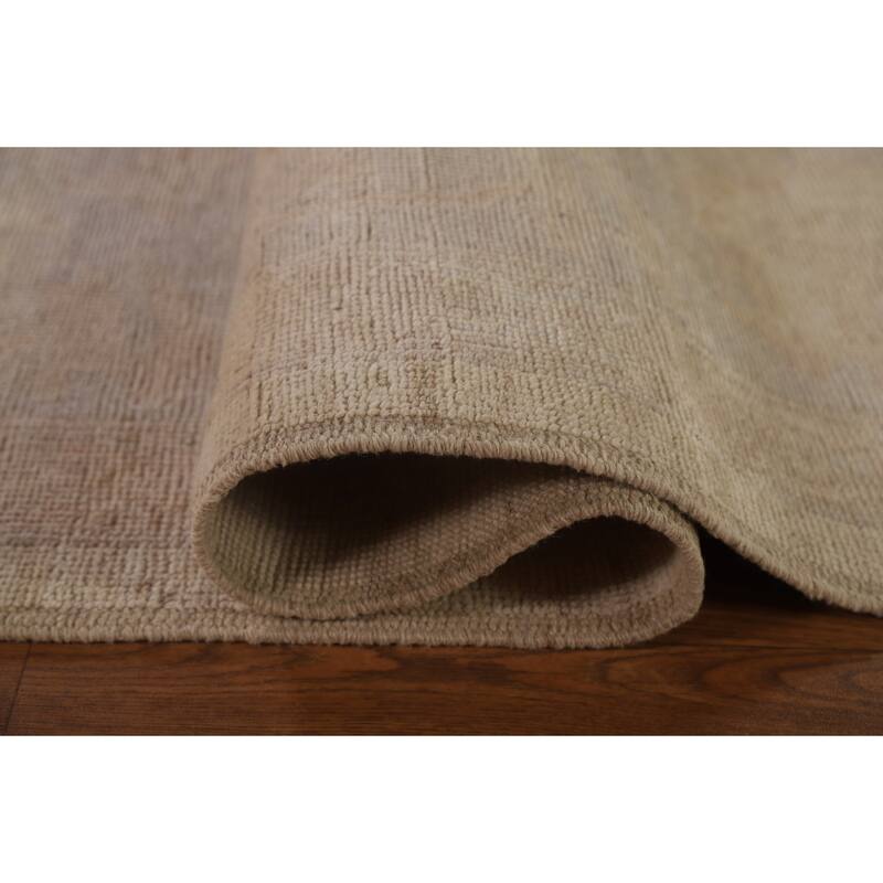 Floral Oushak Turkish Area Rug Handmade Oriental Yellow Wool Carpet - 9'0"x 11'11"