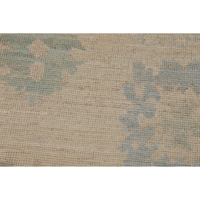 Oushak Turkish Area Rug Vegetable Dye Hand-Knotted Beige Wool Carpet - 7'9"x 10'2"