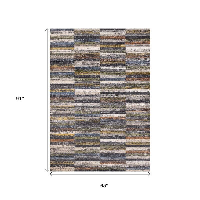 HomeRoots Abstract Modern Rectangle Area Rug - 5' X 8'