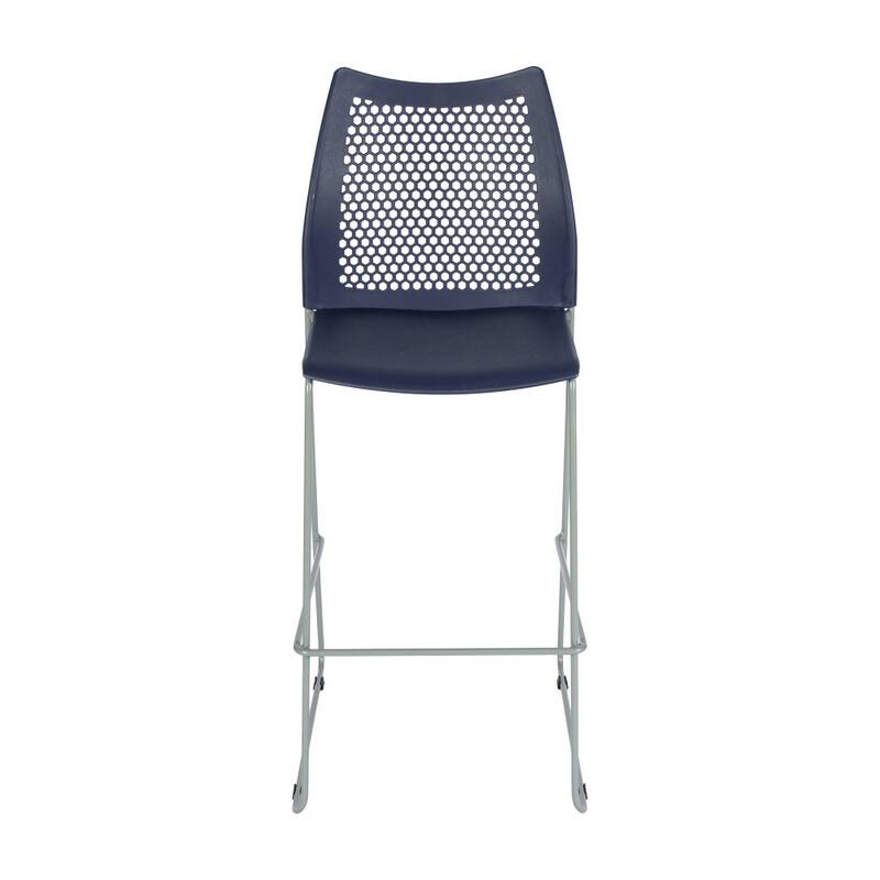 3 Pack Stackable Sled Base Barstool with Vented Back and Integrated Footrest - 19.75"W x 23.25"D x 44.25"H