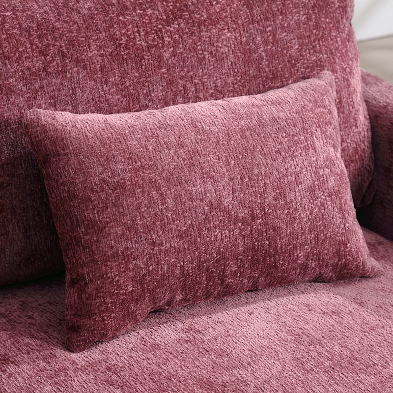Chenille Fabric Loveseat Sofa, 2-Seater Sofa Couch with Extra Deep Seats, Upholstered Lounge Sofa with Wood Legs