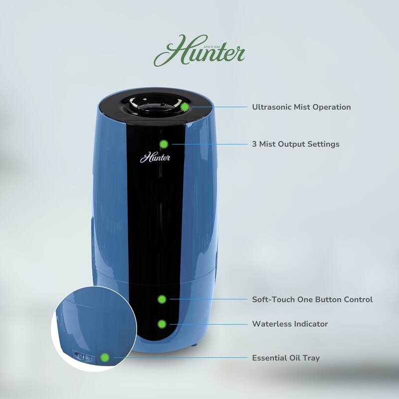 Hunter Fan Aspire 0.7 Gal Ultrasonic Cool Mist Humidifier