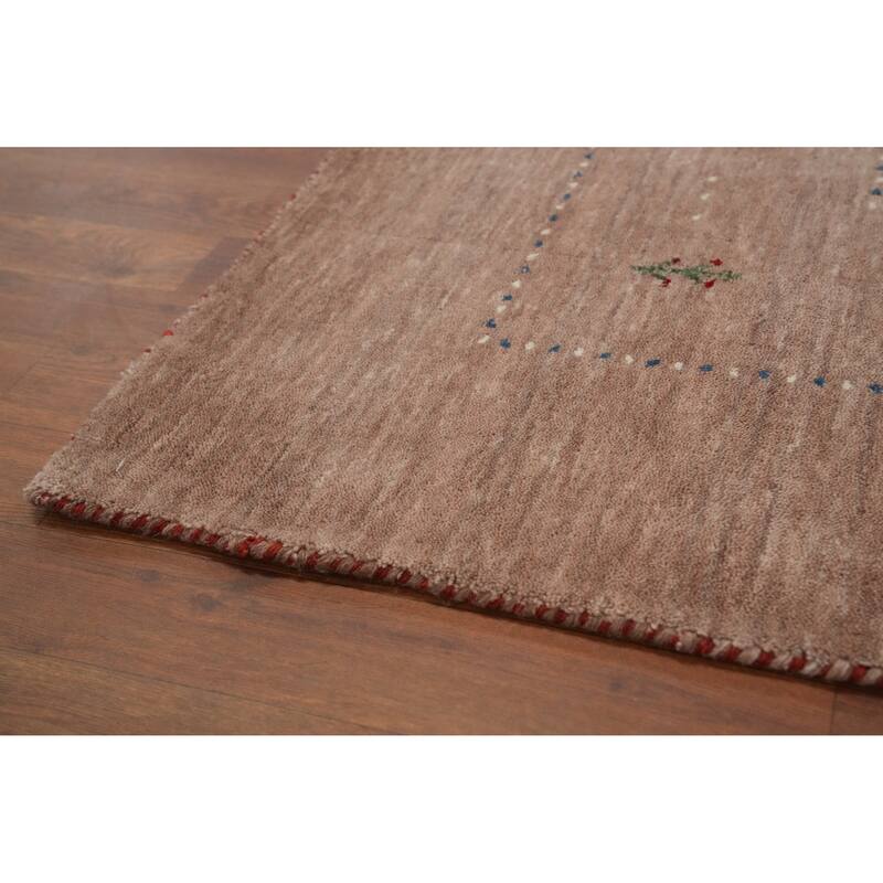 Hand Knotted Oriental 100% Wool Carpet Tribal Animal Pictorial Brown Gabbeh Area Rug - 7' 9'' X 8' 2''