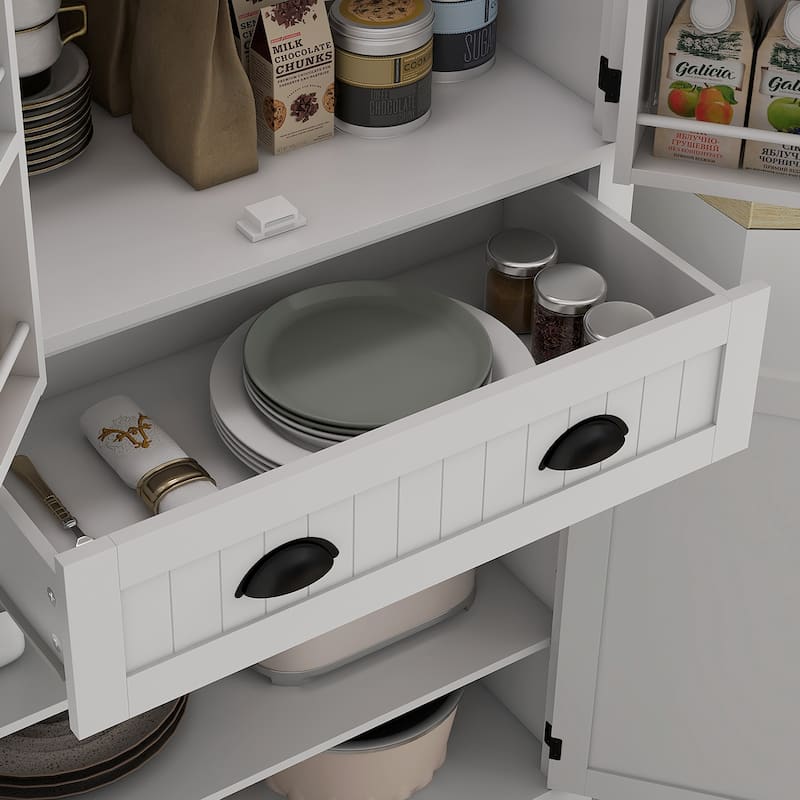 HOMCOM 71" Kitchen Pantry Cabinet with Motion Sensor Light, Tall Storage Cabinet with 6 Door Shelves
