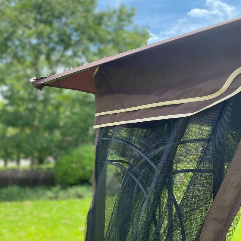 10x10 Outdoor Patio Gazebo Canopy Tent With Ventilated Double Roof And Mosquito net(Detachable Mesh Screen On All Sides)