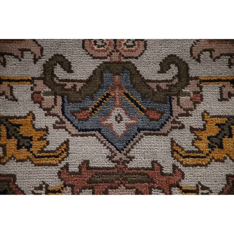 Animal Pictorial Heriz Serapi Indian Area Rug Handmade Wool Carpet - 7'10"x 9'7"