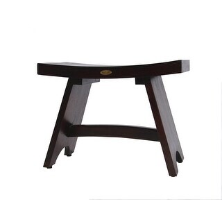 DecoTeak Satori 14 Teak Wood Shower Bench in Brown Finish | Grab Bar