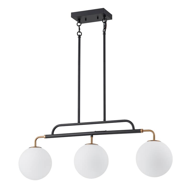 3 - Lights Modern Linear Globe Chandelier Kitchen Island Pendant Light - W33.9"