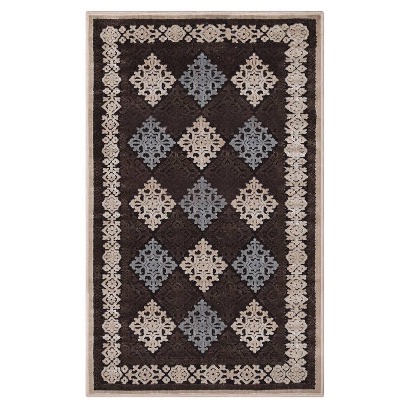 Superior Floral Medallion Sculpted High-Low Pile Polyester Area Rug