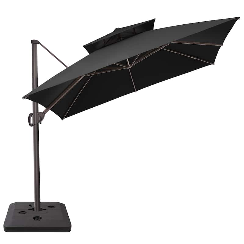 Crestlive Products 10FT Square Patio Cantilever-Offset Umbrella with Base