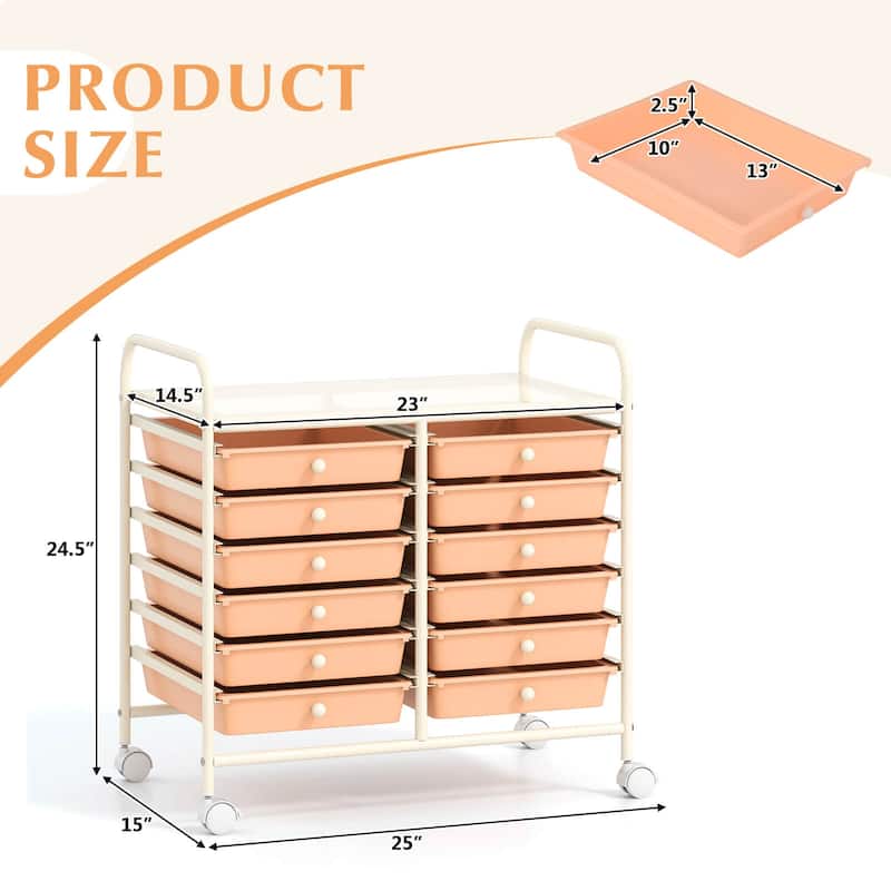 Costway 12 Drawers Rolling Cart Storage Scrapbook Paper Studio - See Details