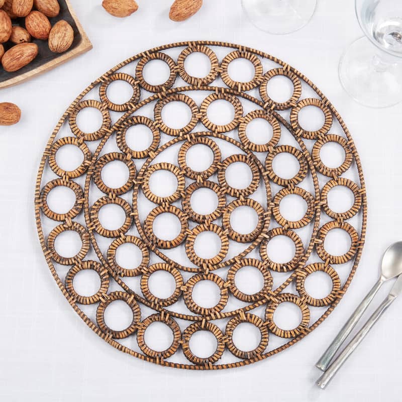 Rustic Rattan Loop Placemat (Set of 4) - 15"x15"