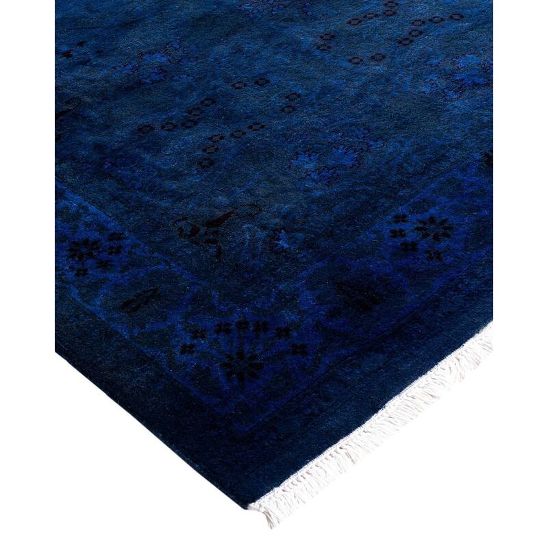 Fine Vibrance One-of-a-Kind Hand-Knotted Runner Rug - Navy, 3' 1" x 15' 1" - 3' 1" x 15' 1"