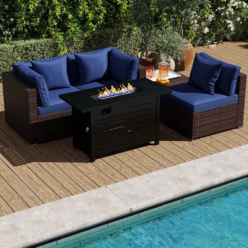 Costway 5 PCS Patio Furniture Set Heavy-duty Frame Rattan Sofa Set - See Details