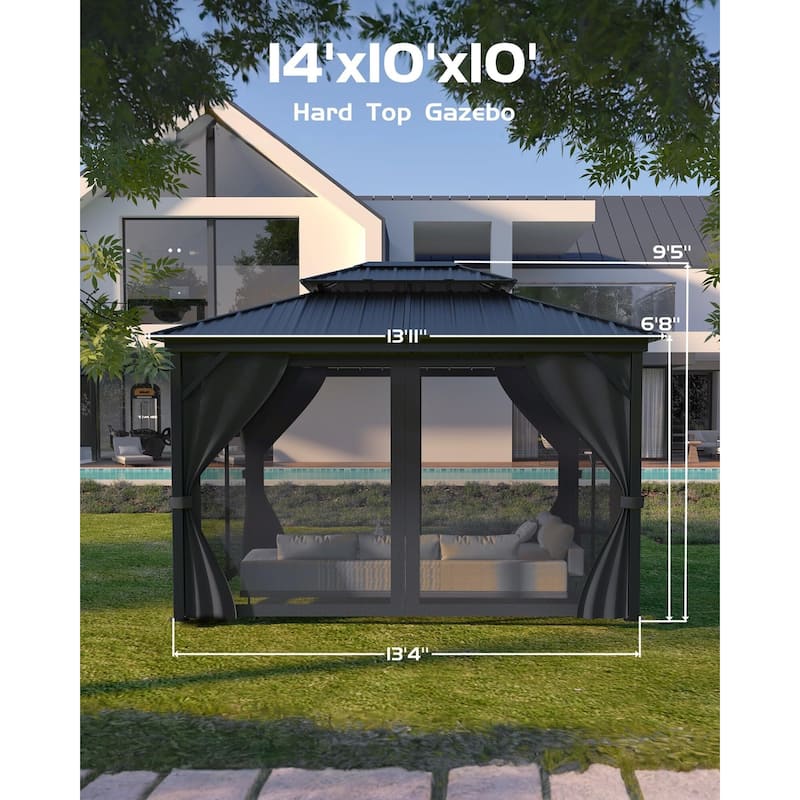 Hardtop Gazebo 10'x10',10'x12',10'x14',12'x12',12'x14',12'x16',12'x20'for All Weather