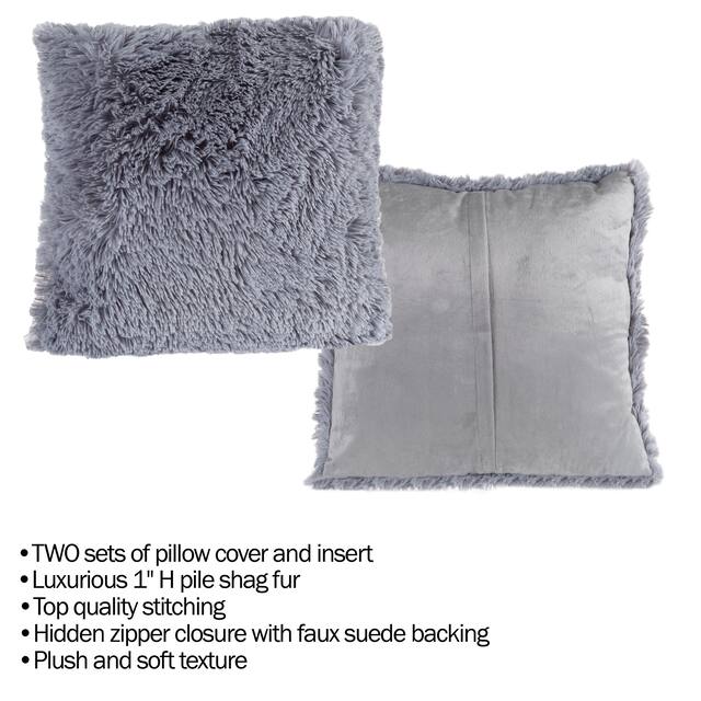 Hastings Home Faux Fur Shag Pillows, Set of 2