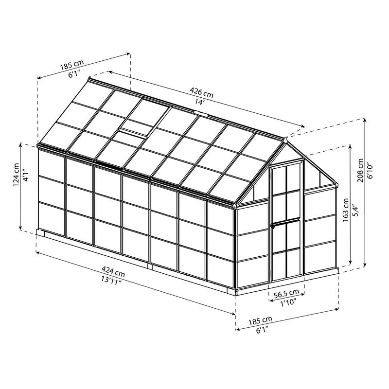 Harmony 6 ft. Silver & Grey /Clear DIY Greenhouse Kit