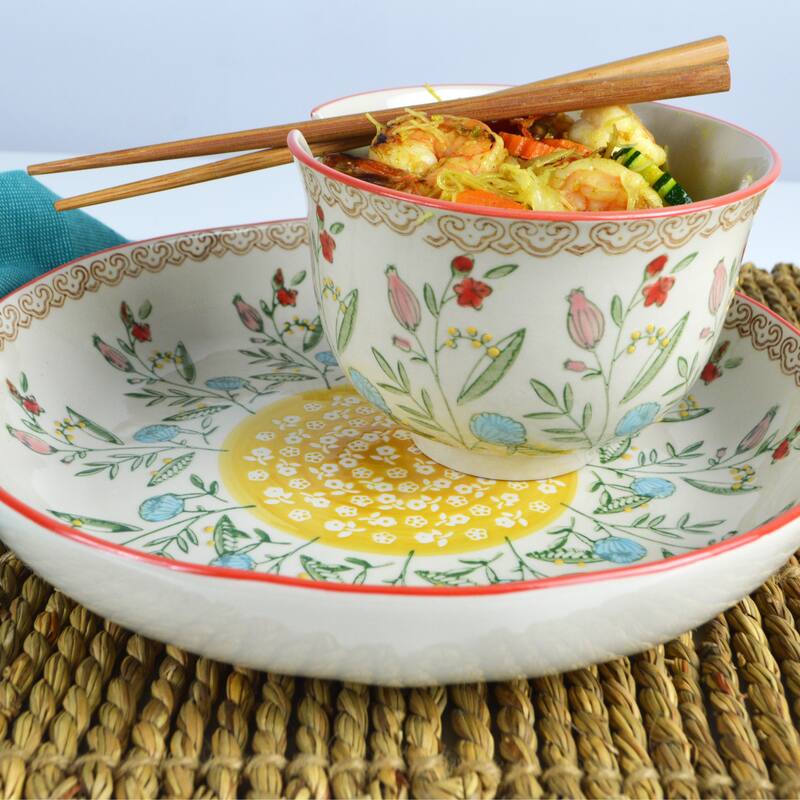 Euro Ceramica Ella 3 Piece Dinner and Ramen Bowl Set