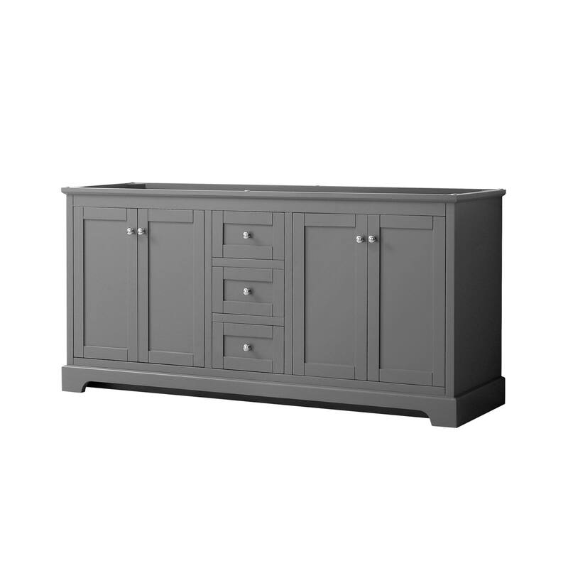 Wyndham Collection Avery 72" Double Free Standing Vanity Cabinet Only - Dark Gray / Polished Chrome Hardware