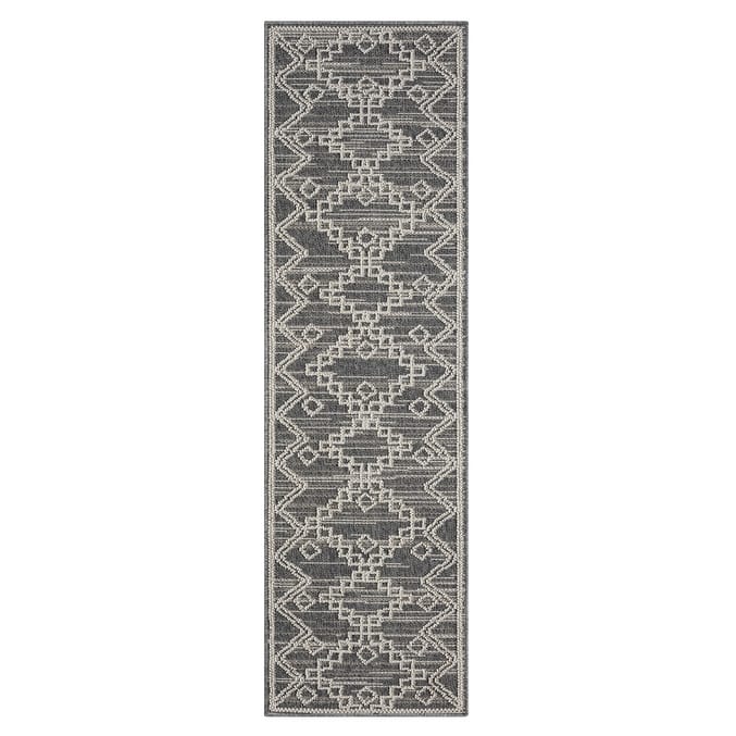 Terra by Obeetee Resort Diamonds Rug - Cream/Onyx - 2'2" x 7'6"