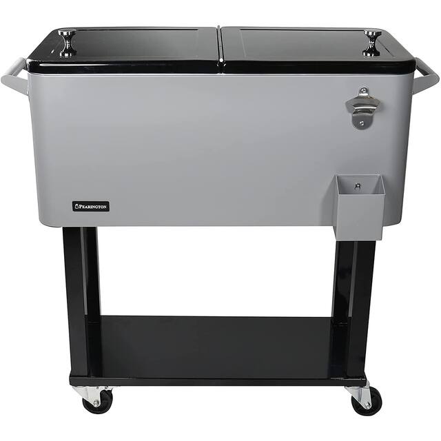 80 qt. Grey and Black Chest Cooler with Bottle Opener - 31"Lx15"Wx33"H