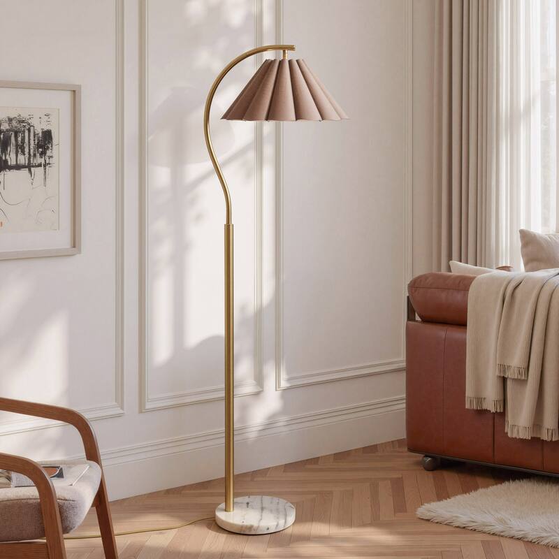 Tamara Day for Stylecraft Vivienne Floor Lamp - White Marble & Polished Brass