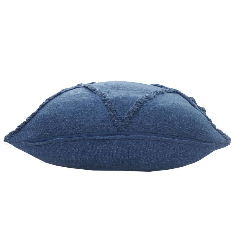 18" Navy Blue Hand Woven Diamond Tufted Square Throw Pillow