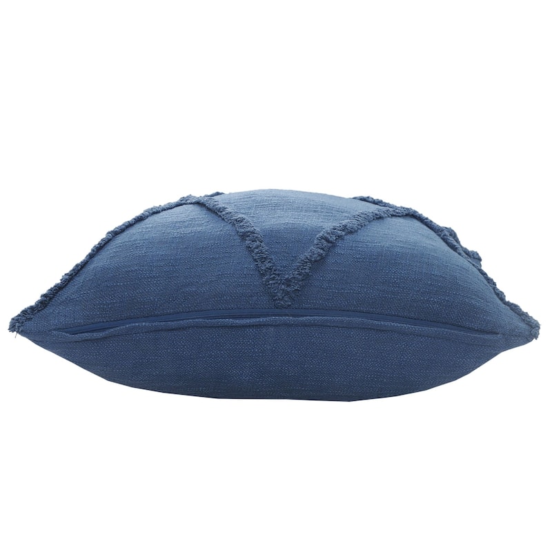 26" Blue Hand Woven Diamond Tufted Square Throw Pillow