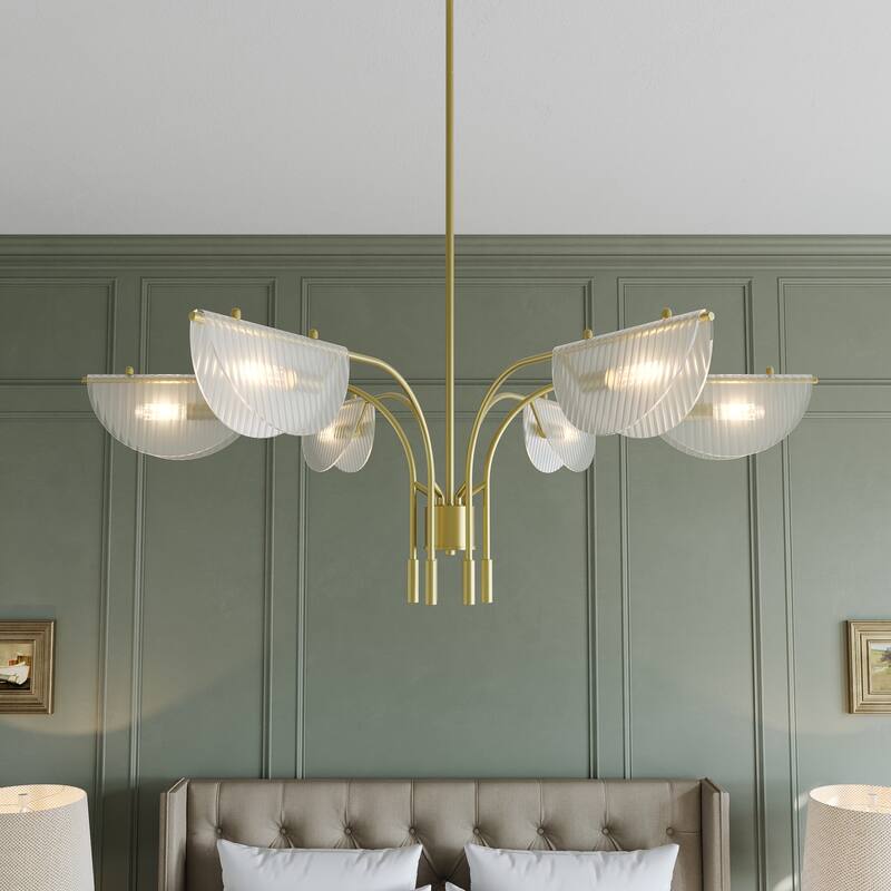 Acroma 6-Light Black Steel & Glass Dimmable Linear Chandelier