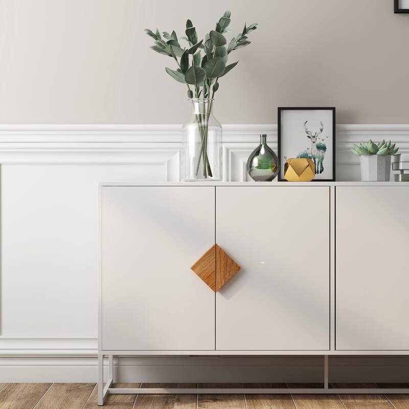 Modern Sideboard Buffet Cabinet Entrance Cabinet with 2 Storage Compartments and Square Handles, for Living Room