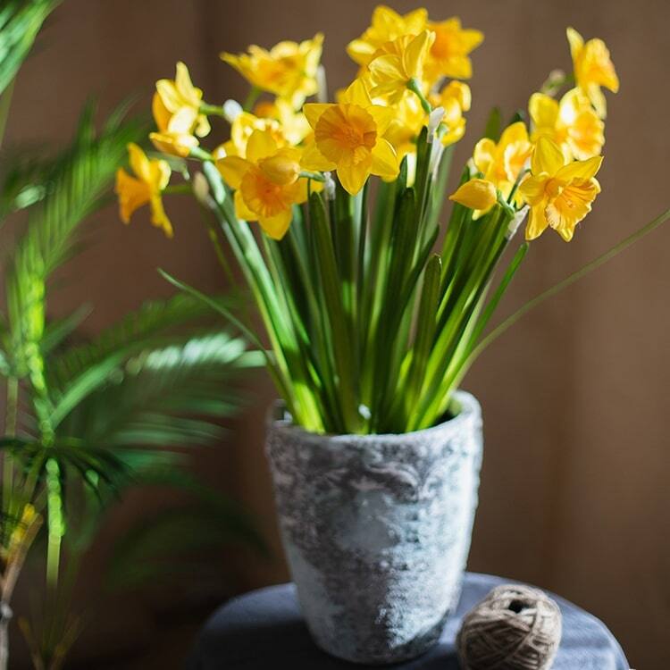 RusticReach Yellow Faux Daffodil Flower Stem 19" Tall