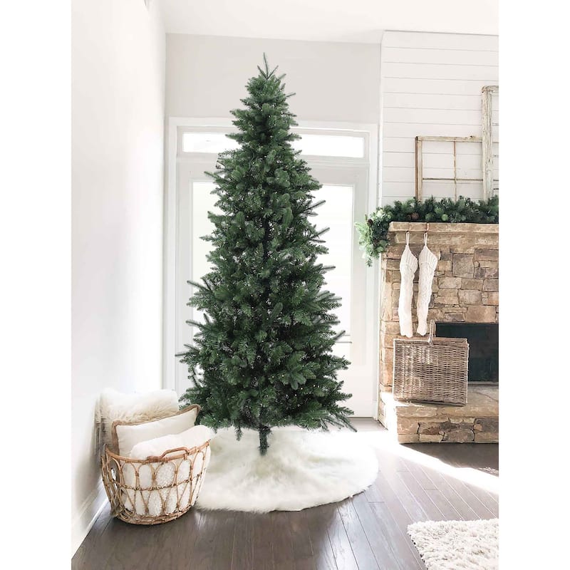 7Ft Pre-Lit LED Artificial Slim Pine Christmas Tree - 84" H x 37.01" Diameter