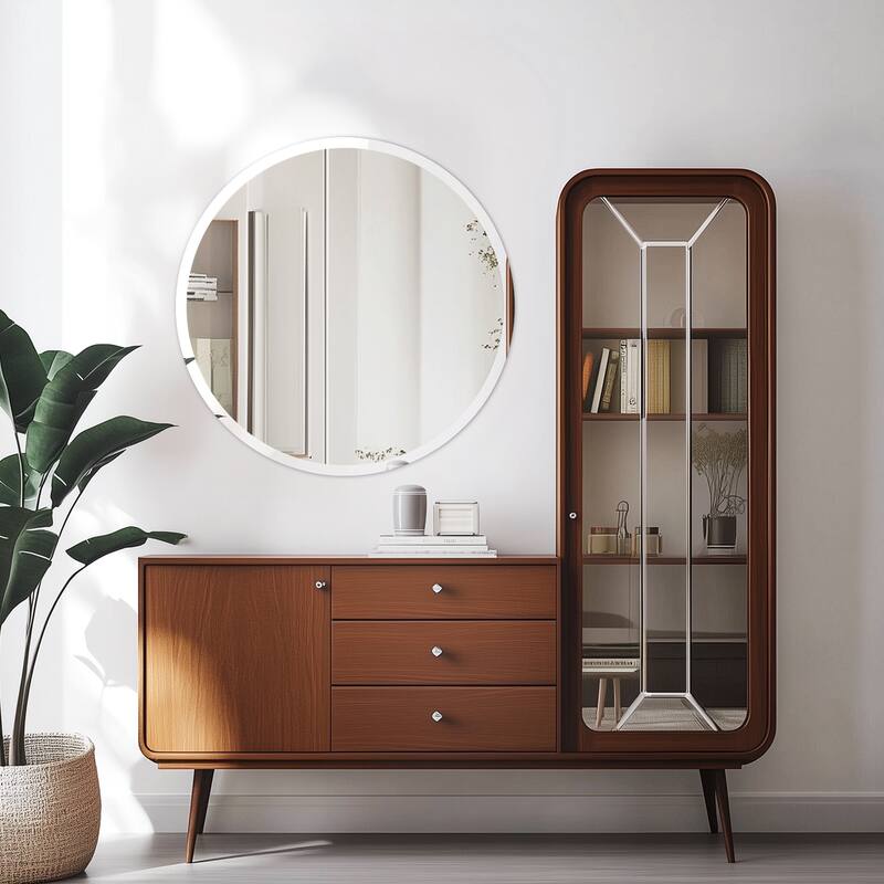 Frameless Bathroom Mirror Wall Mounted Modern Stylish Design with Contemporary Bevelled Edges