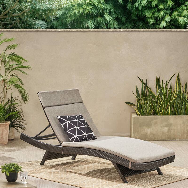 Salem Outdoor Wicker Adjustable Chaise Lounge with Cushion by Christopher Knight Home