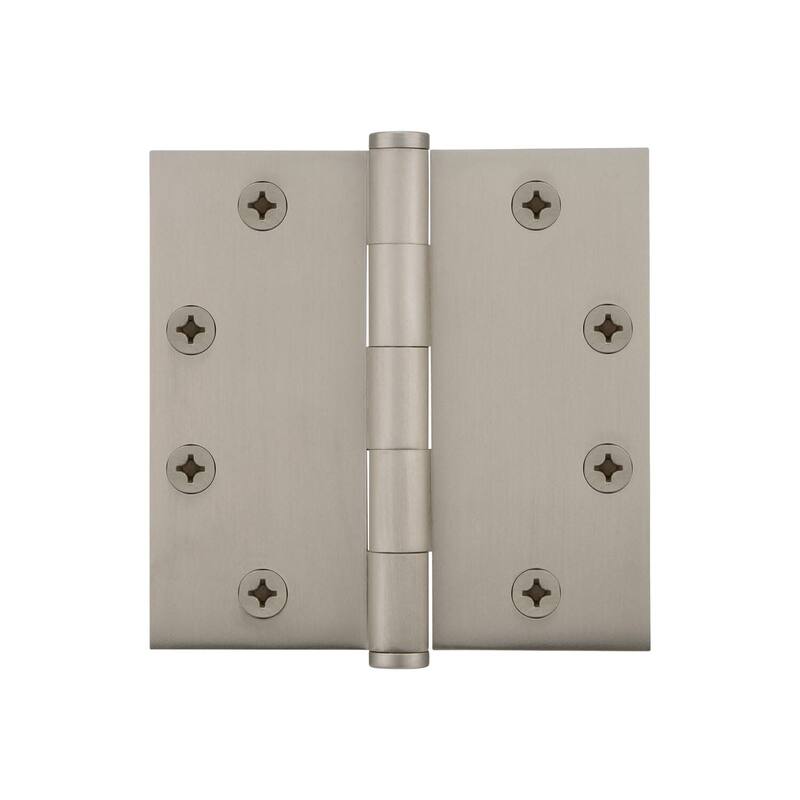 Viaggio 602-4.5-TEMP-HINGE-SQ 4.5" x 4.5" Solid Metal Square Corner - Satin Nickel