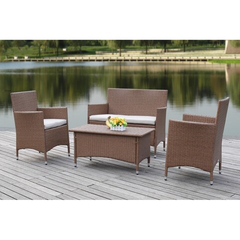 SAFAVIEH Outdoor Living Figueroa Toasted Almond/ SandPatio Set (4-piece)