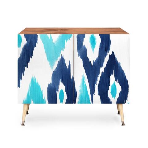Deny Designs Natalie Baca Malibu Blue Ikat Credenza - Wood-Finish-Legs