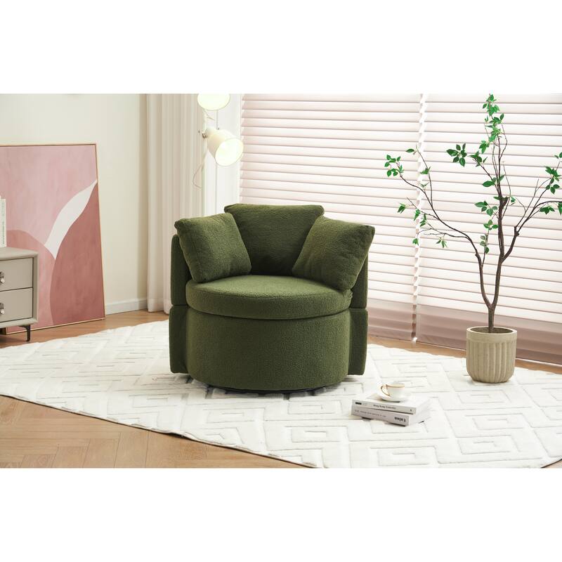 31.5" Swivel Barrel Chair with Storage