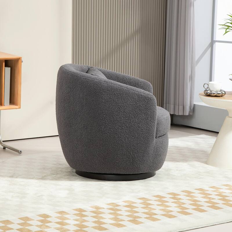 Modern Swivel Barrel Armchair with Storage