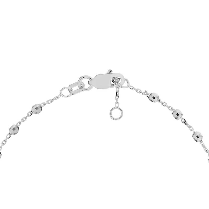 Curata 14k White, Yellow or Rose Gold 7.5" 2.5mm Diamond Cut Bead Station Adjustable Layering Bracelet