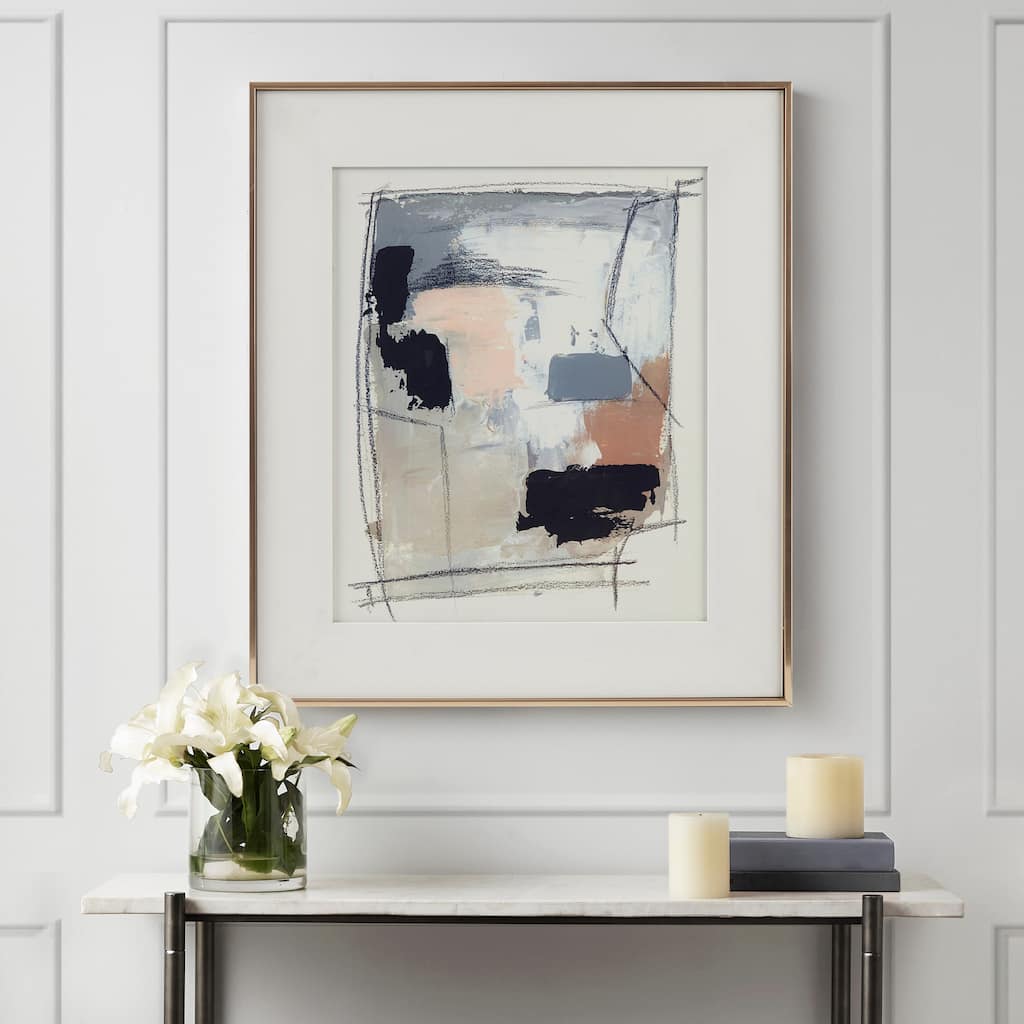 Madison Park Abstract Reveal Framed Glass and Gallery Matted Wall Art - Neutral
