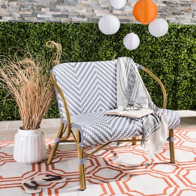 SAFAVIEH Skyla Herringbone Rattan Settee - 38.5" W x 24.5" D x 33.5" H - 39Wx25Dx34H