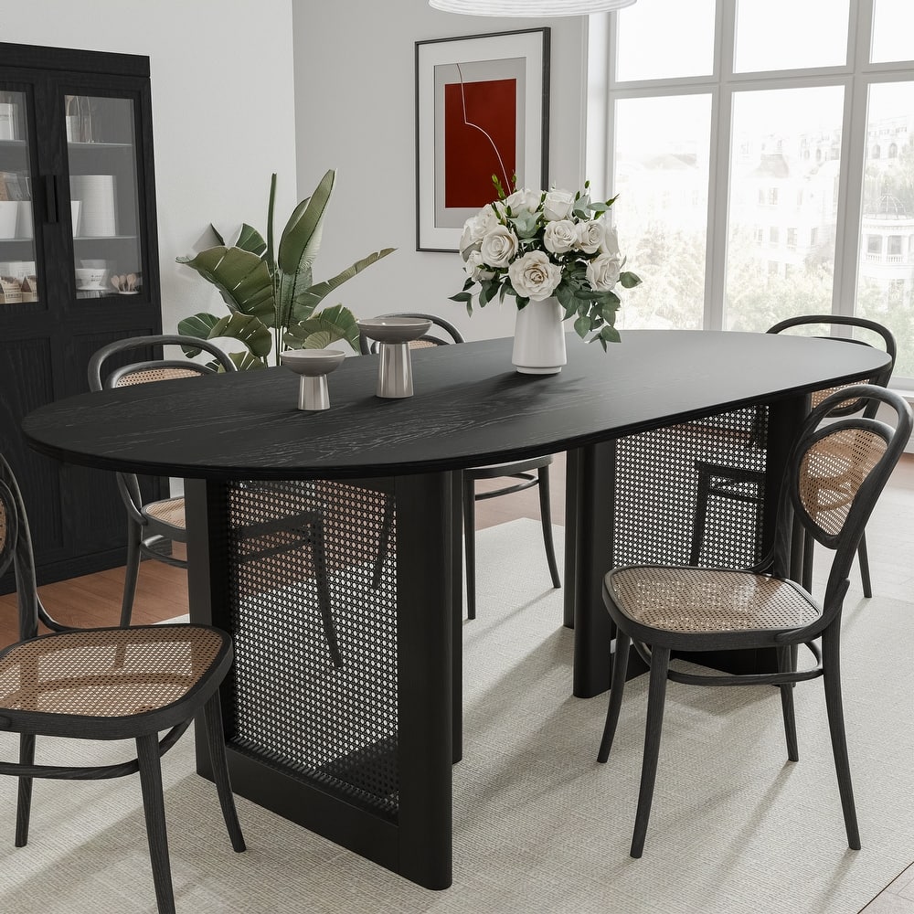 Wooakway Solid Wood 67'' Oval Dining Table for 6-8 People Nordic style