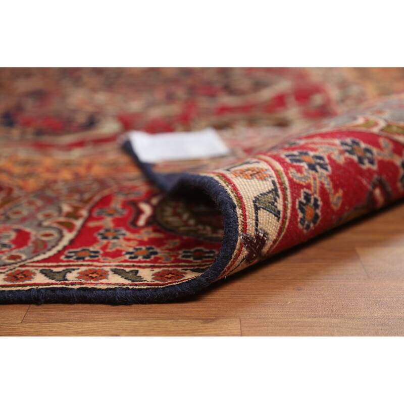 Hand Knotted Oriental 100% Wool Carpet Traditional Floral Navy Blue & Blues Kashmar Area Rug - 12' 1'' X 9' 5''