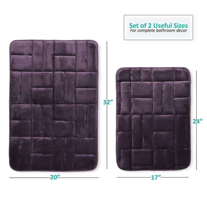 Clara Clark Ultra Soft Non Slip and Absorbent Bath Rug - Tiled Velvet Memory Foam Bath Mat
