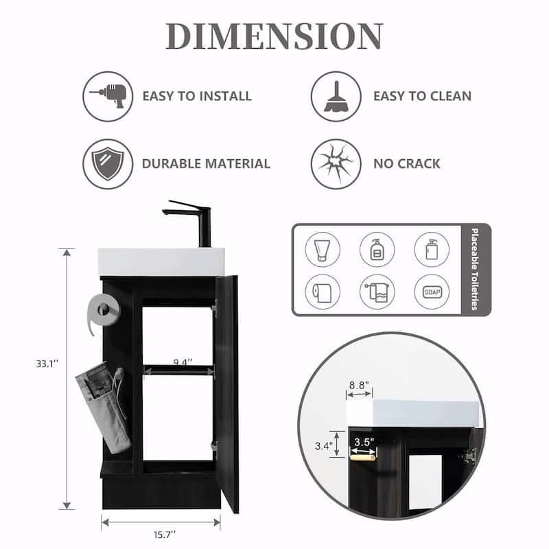 16-Inch Bathroom Vanity Sink Combo for Small Spaces