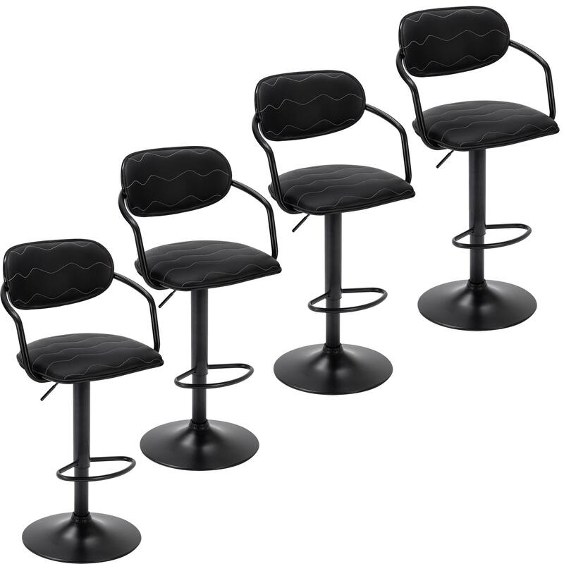 Swivel Bar Stool Set PU Leather Barstools Height Adjustable Counter Stools Bar Chairs For Home Bar Kitchen Dining Room