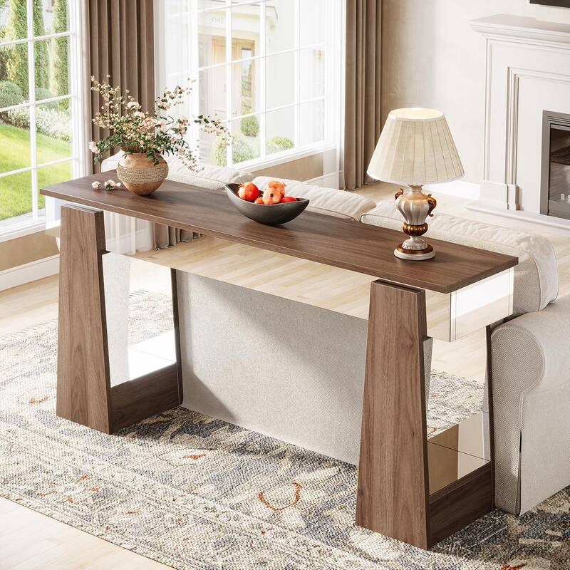 Mirrored Console Table with Thickened Legs,Long Behind Couch Sofa Table for Entrance