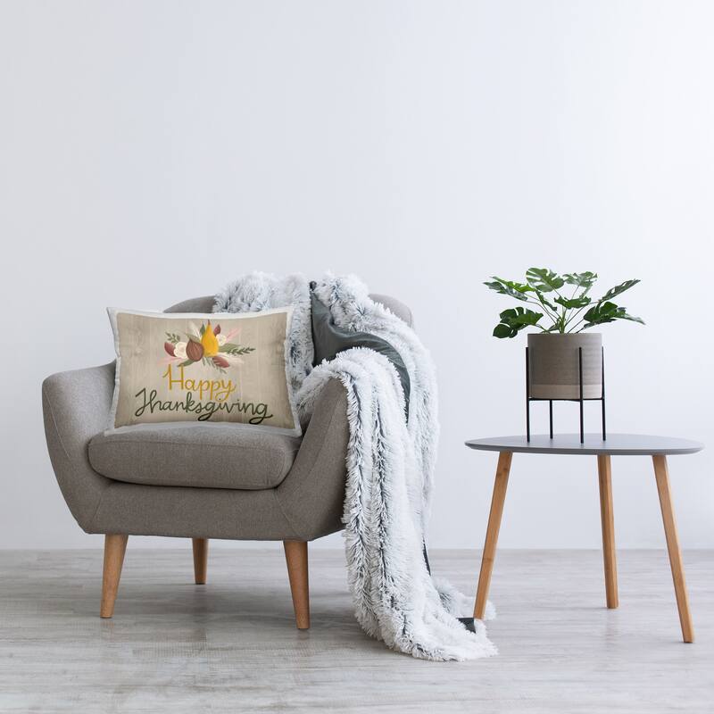 Stupell Happy Thanksgiving Rustic Harvest Decorative Printed Throw Pillow Design by Mandy Ford Art + Illustration