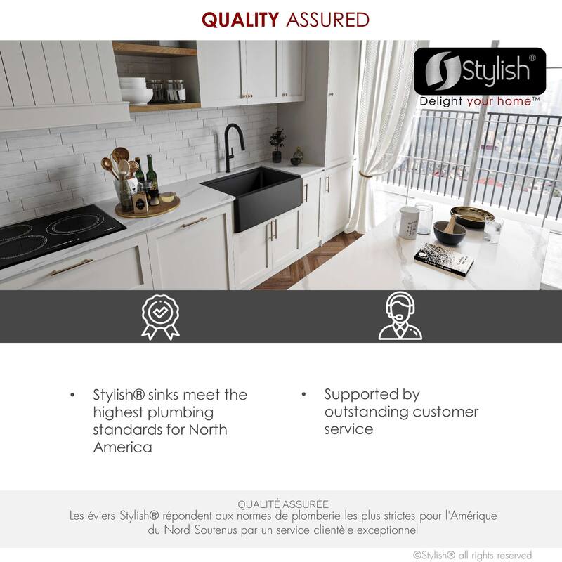 STYLISH Undermount 30" Workstation Single-Bowl Composite Granite Kitchen Sink - 30" x 21" x 10"